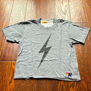 Aviator Nation grey lightening bolt tee